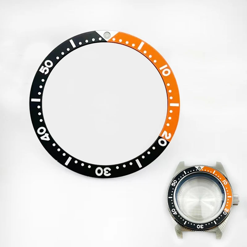 38mm blue and orange flat aluminum bezel insert with C3 lume for SKX007 SKX009 watches.