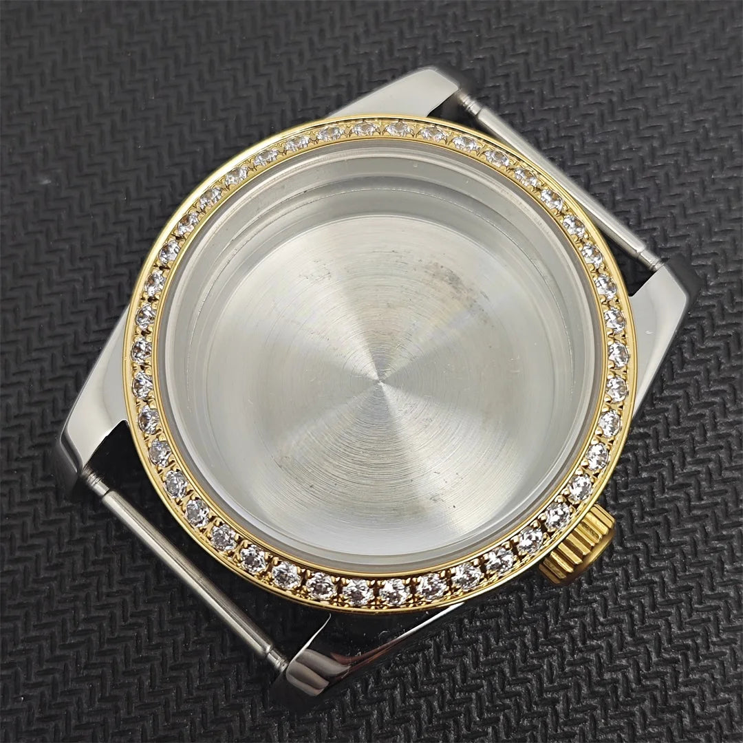 Oyster Diamond tainless Steel Watch Case with Sapphire Crystal Sfor NH35/NH36/4R