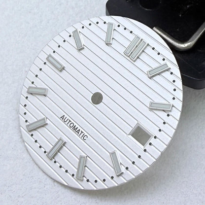 30.5mm S Logo Silver Nail Nautilus Watch Dial Fit NH35/NH36/7S/4R Movement