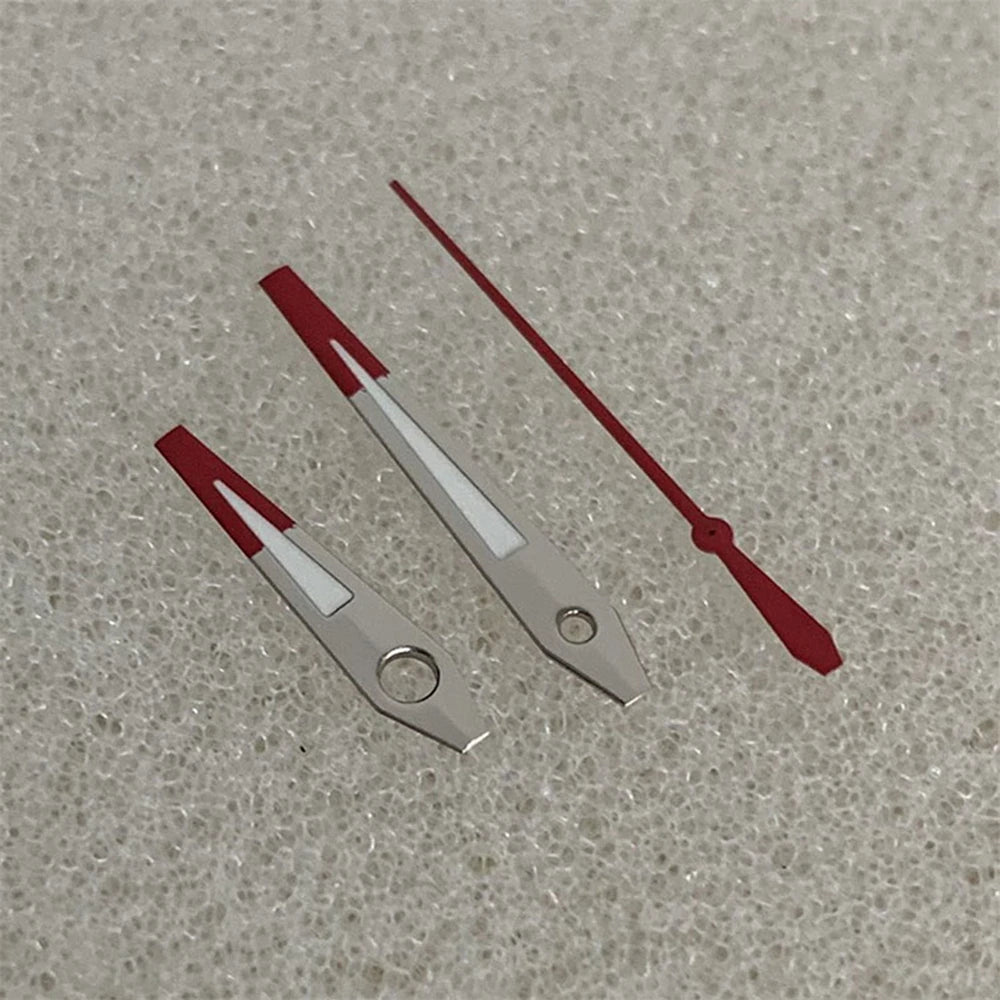 Silver Red Watch Hands for NH35 NH36 4R 7S Movement Green Luminous 3Pins Needles