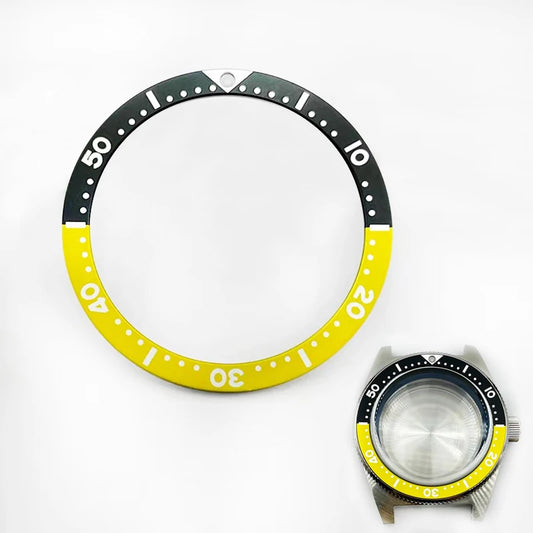 38mm black and yellow aluminum bezel insert with C3 lume for SKX007 SKX009 watches
