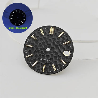 28.5mm Honeycomb Textured Surface Green Luminous Watch Dial for NH35 Movement