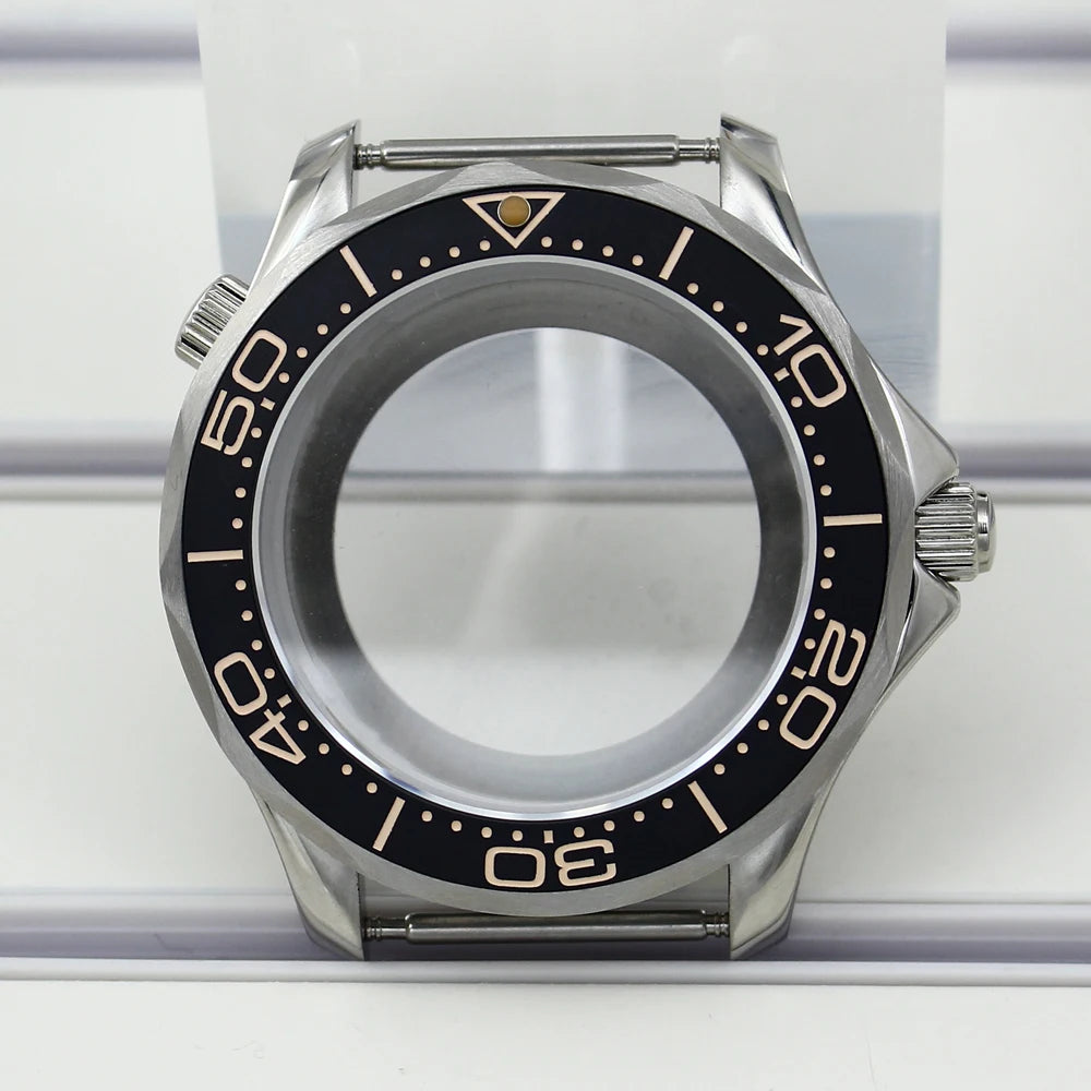41mm Steel Watch Case Sapphire for Seamaster 300 NH35 NH36 NH38 Transparent Back