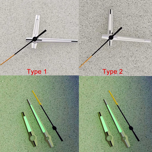 Silver Green Luminous Watch Hands for NH35 NH36 8*12*12.5mm Modified