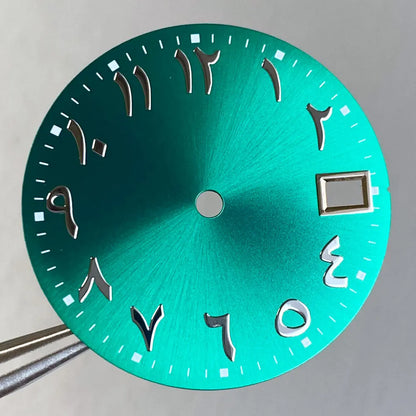 Black Blue Green Sunburst Arabic Numerals Watch Dial 28.5mm for SKX NH35 NH36 Automatic Dive Watch