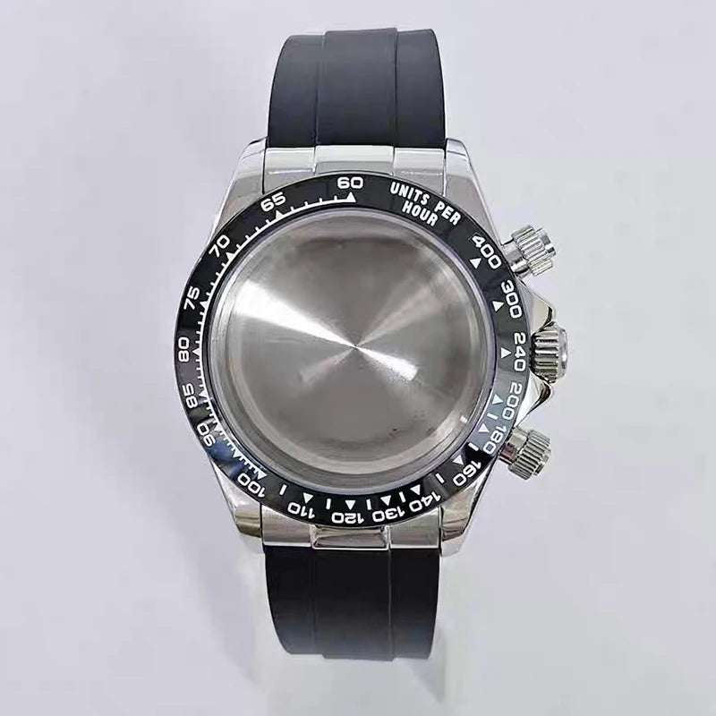 316L Steel 39mm Silver Case+Watch Rubber Strap Case Fit VK63 Modified Part