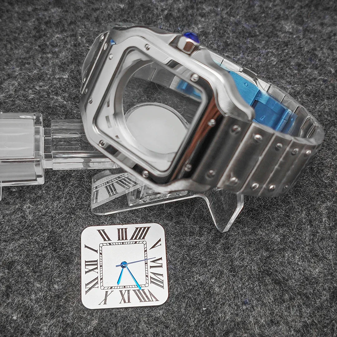 38mm 316L Stainless Steel Square Watch  Case Set for NH36 4R36 Movement