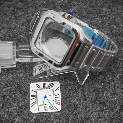 38mm 316L Stainless Steel Square Watch  Case Set for NH36 4R36 Movement