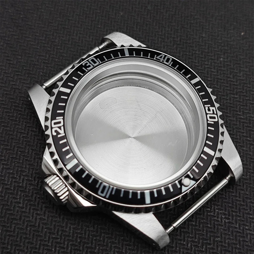 39.5mm Steel Watch Case Retro Flat Mirror Case Sapphire Crystal Fit NH35 NH36