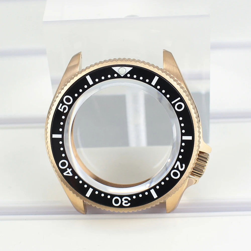 Rose Gold 38mm Watch Case Sapphire Glass Ceramic Bezel For NH35 NH36 4R36 NH35