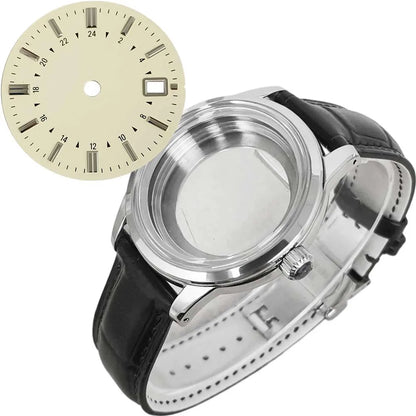 39mm Steel Watch Case Strap Dial for NH35 NH36 4R 7S PU Leather Strap 31mm Dial