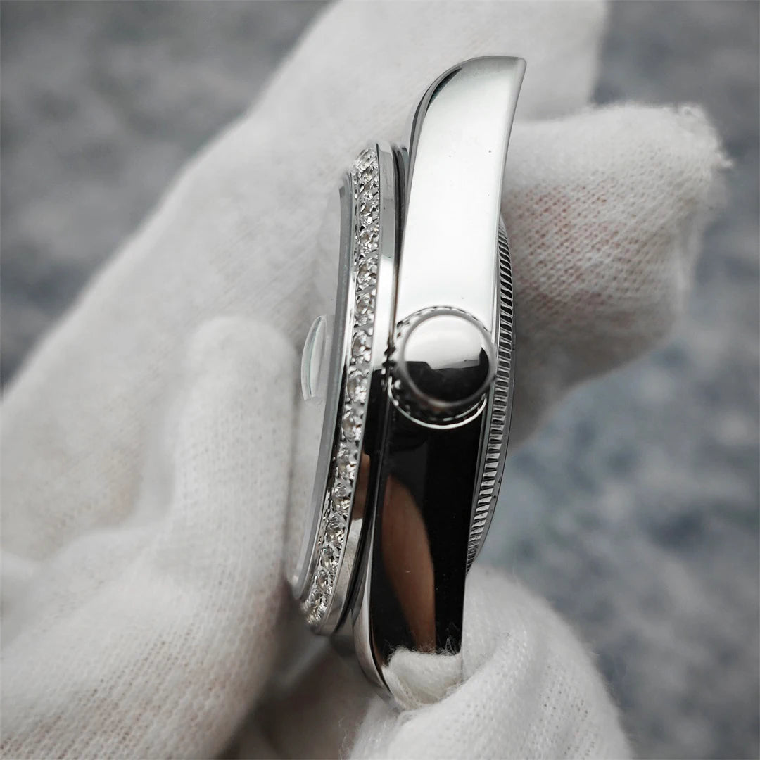 Oyster Diamond tainless Steel Watch Case with Sapphire Crystal Sfor NH35/NH36/4R