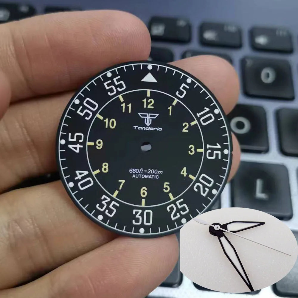 Sterile 33.6mm sunburst silver watch dial for 39mm pilot wristwatch with NH35A/NH36A movement.