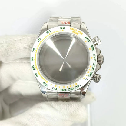 316L Steel 39mm Case+Strap+Bezel Sapphire Glass Ceramic/Steel Bezel Fit VK63