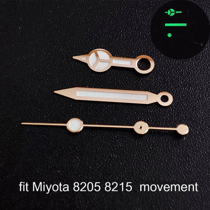 Green luminous watch hands compatible with NH35 NH36 ETA 2836 2824 Miyota 8205 8215 movements.