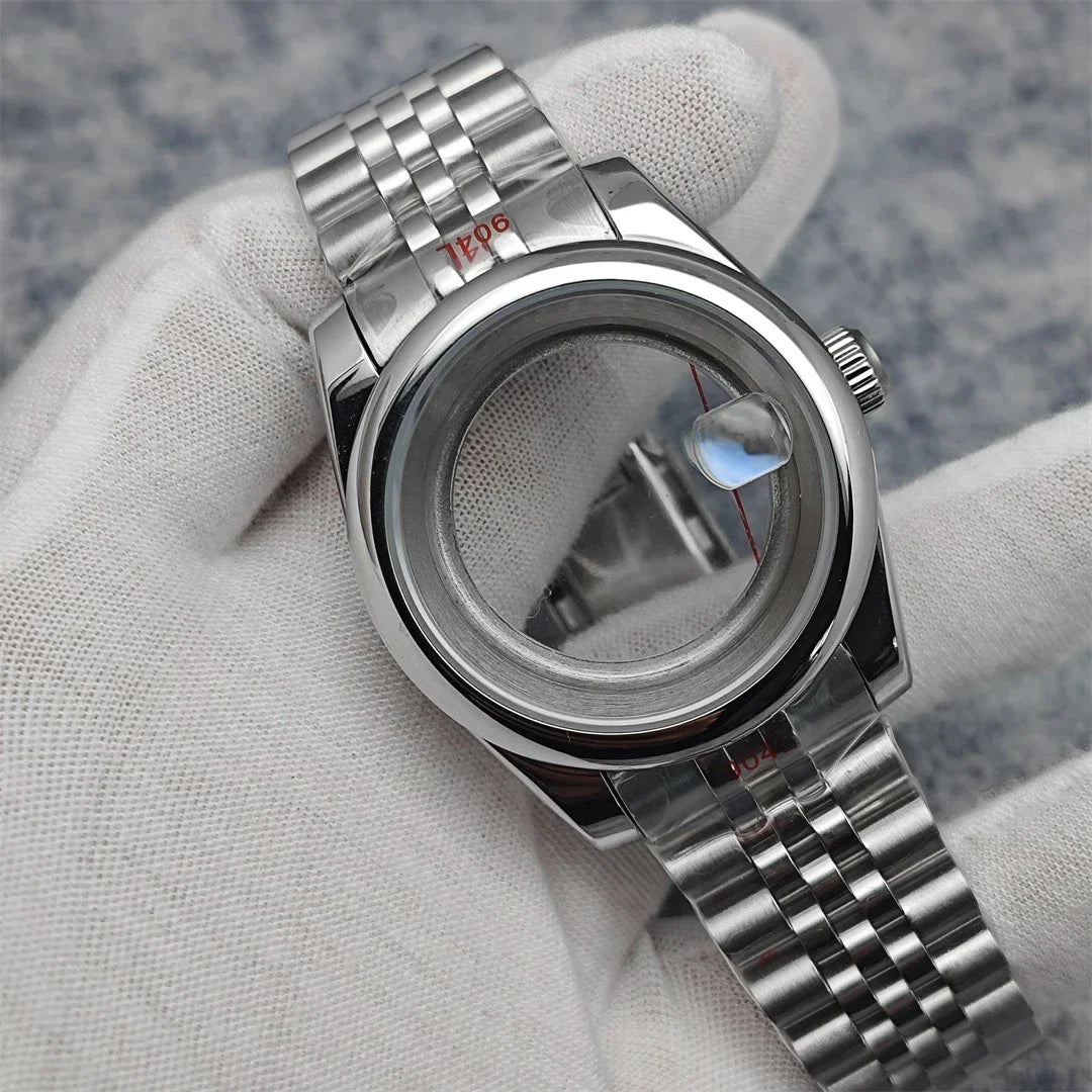 39mm Steel  Watch Case for NH35 NH36 4R 7S Case +Strap with Sapphire Crystal