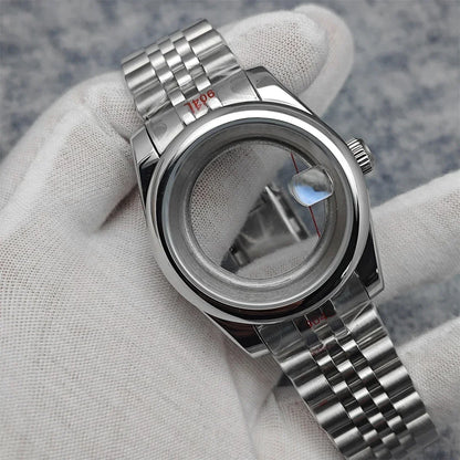 39mm Steel  Watch Case for NH35 NH36 4R 7S Case +Strap with Sapphire Crystal