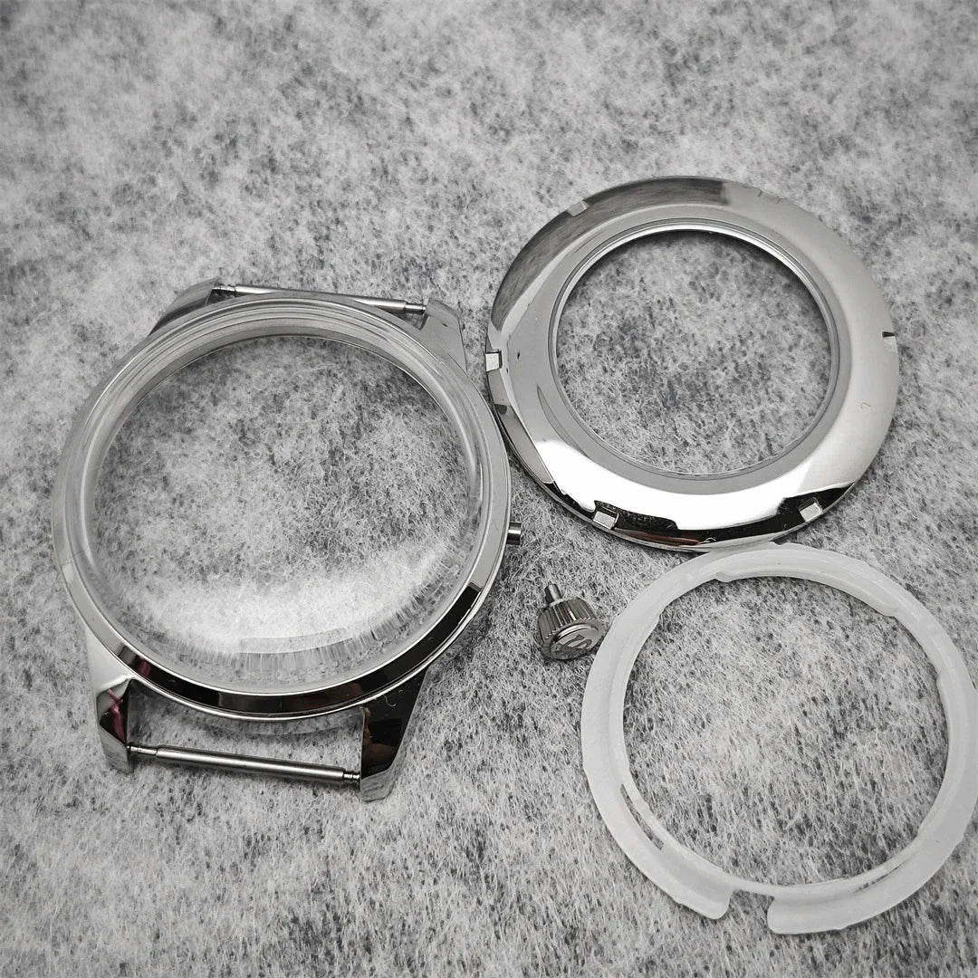 40mm  Steel Watch Case Dial Hands Kit for NH36 NH38 Bubble Mirror Shell Kit