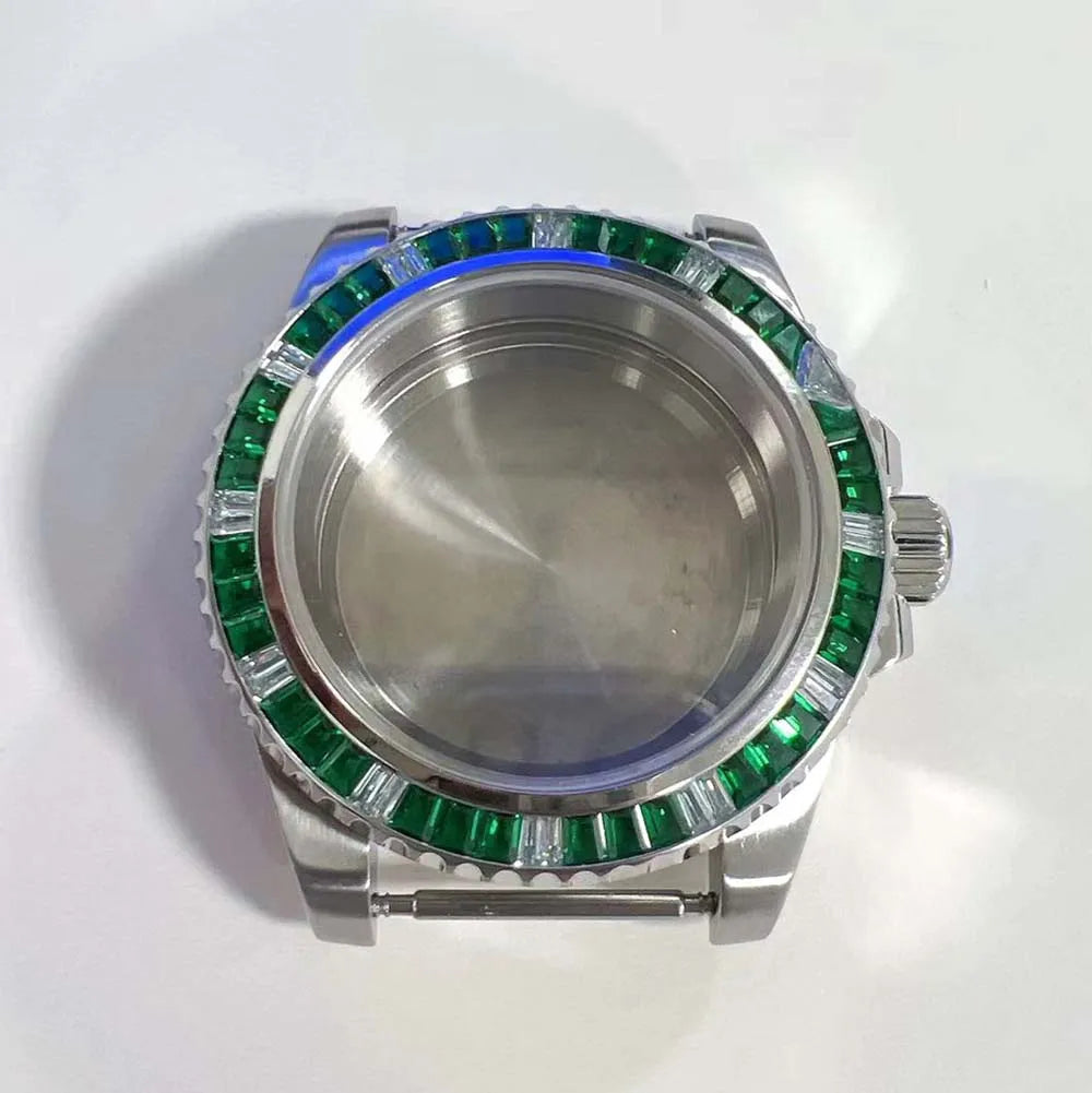 40mm Watch Case for NH35 NH36 Crystal Bezel Solid/Clear Bottom Sapphire Glass