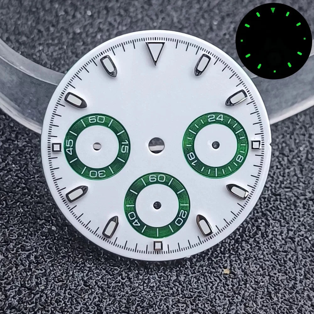 29.5mm C3 Green Luminous Timer Multicolor Watch Dial Suitable For VK63 Movement