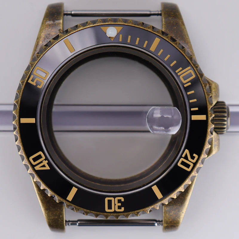Bronze 40mm Watch Case Ceramic Bezel For SUB NH35/36/34/38/70 Sapphire Glass