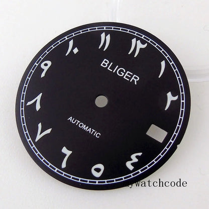 Bliger 29mm multicolor watch dial with green lume, compatible with NH35A NH36A automatic movements.