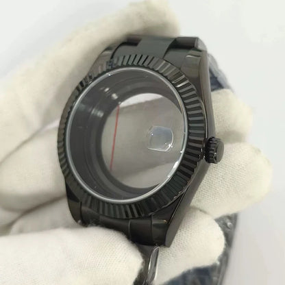 Steel 41mm Black Classic Style Watch Case+Strap 28.5mm Dial Waterproof Fit 8285