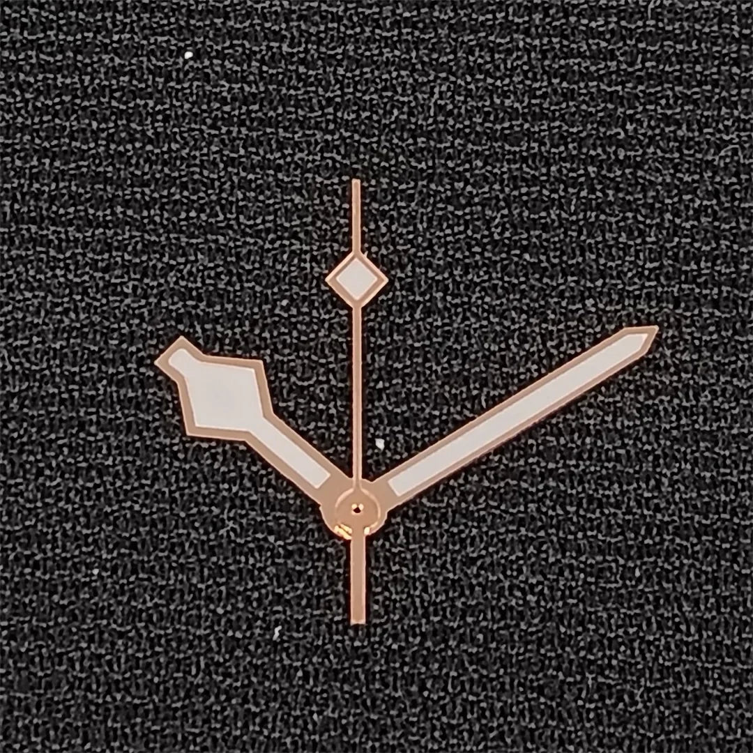 Modified Rose Gold+White Trim Watch Hands with Green Luminous for NH35 NH36