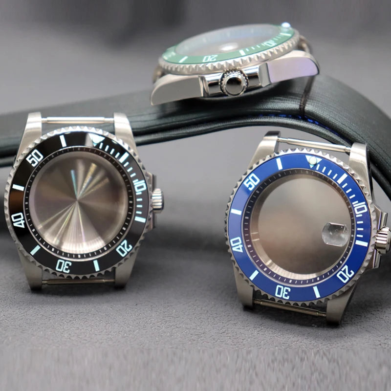 Diver 40mm Watch Case Sapphire For Nh34 Nh35 Nh36 Luminous SUB Ceramic Bezel