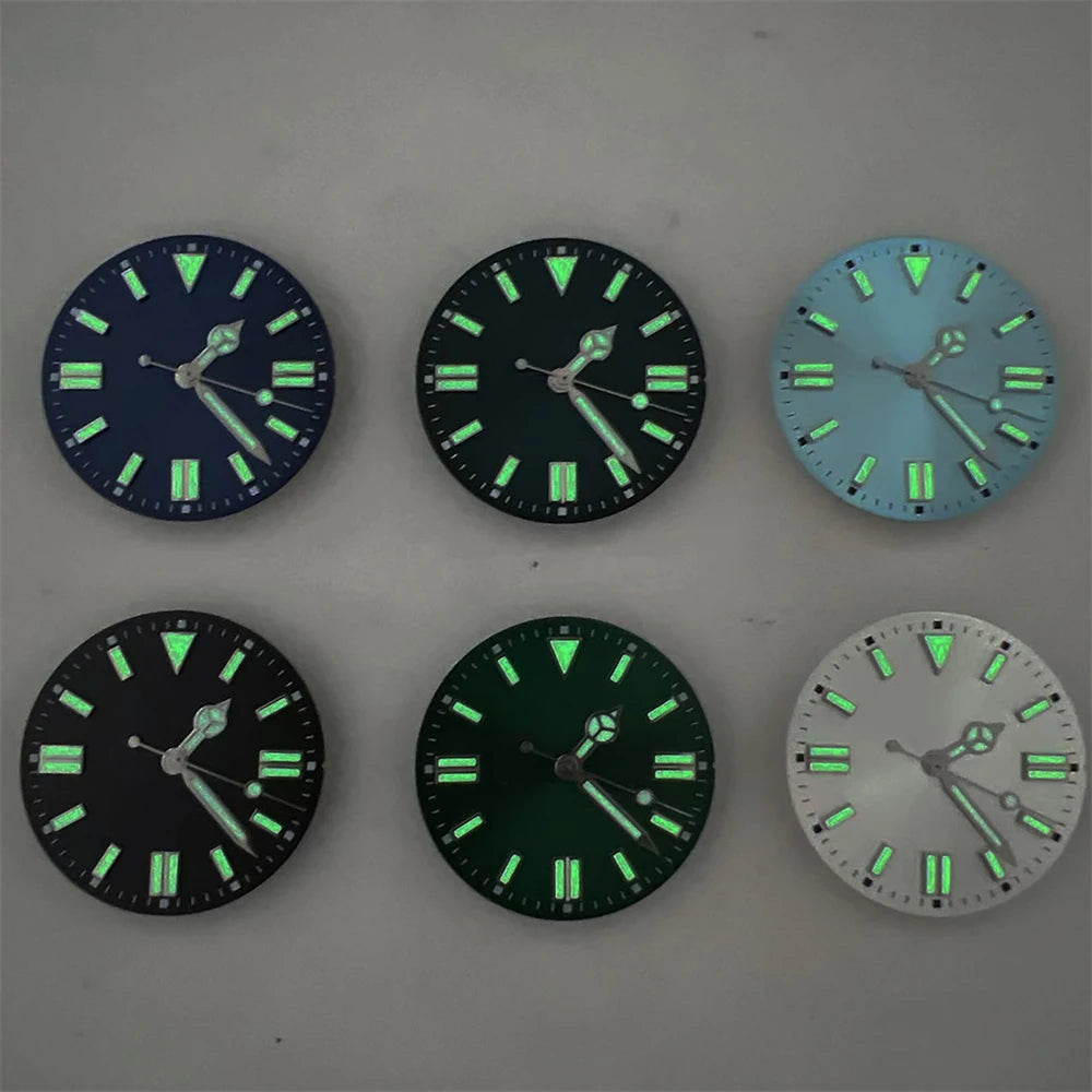 NH35 28.5mm Multicolor Dial + Watch Hands Green Luminous for 8215 2836 Movement
