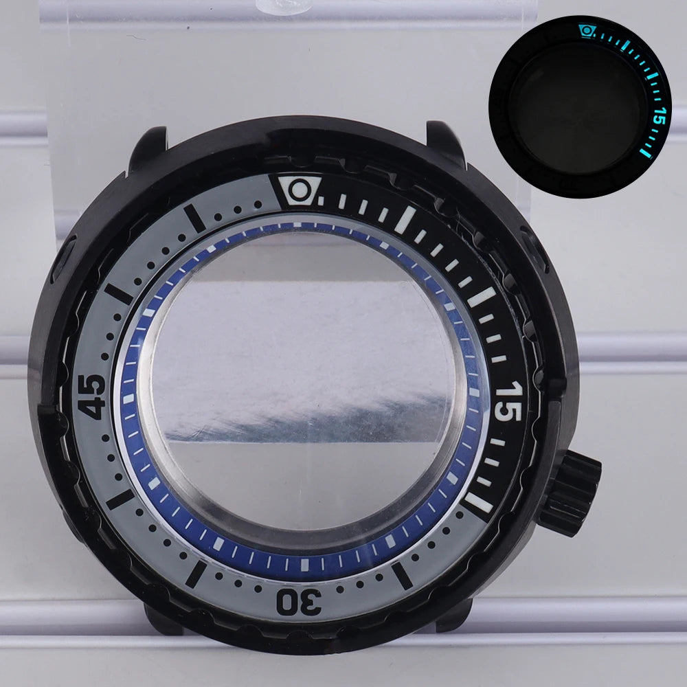 47mm Watch Case C3 Luminous Bezel For NH35 NH36 NH38 4R36 Modified Tuna Can
