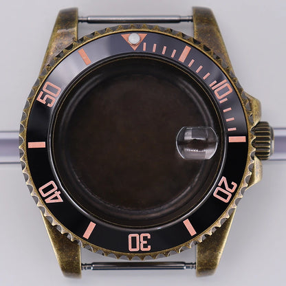 40mm Bronze SUB Watch Case Bezel For NH35/36 GMT NH34/38 4R36 Sapphire Crystal
