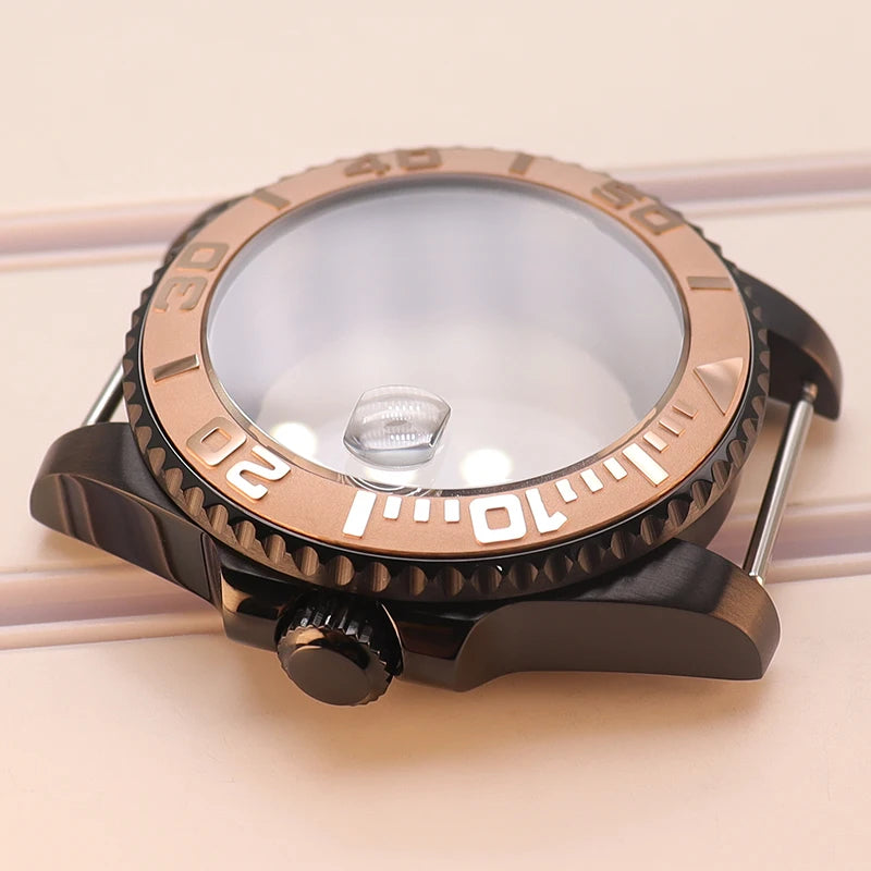 40mm Watch Case Sapphire Yacht Bezel For nh35 nh34 NH36 NH38 Eta2824 Miyota 8215