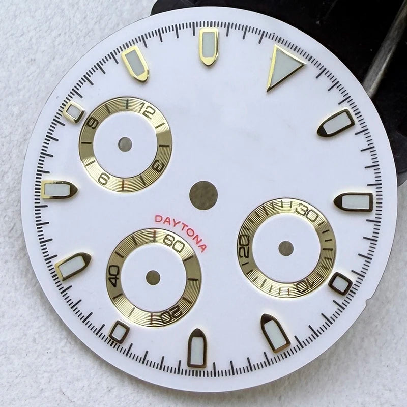 29.5mm VK63 S Logo Dial 3 eyes Green Luminous Fit VK63 Movement Dial Watch
