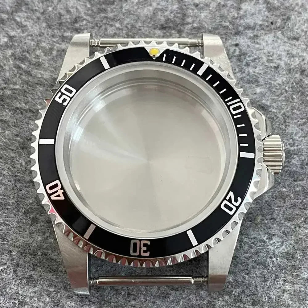 39.5mm Steel Watch Case Retro Flat Mirror Case Sapphire Crystal Fit NH35 NH36