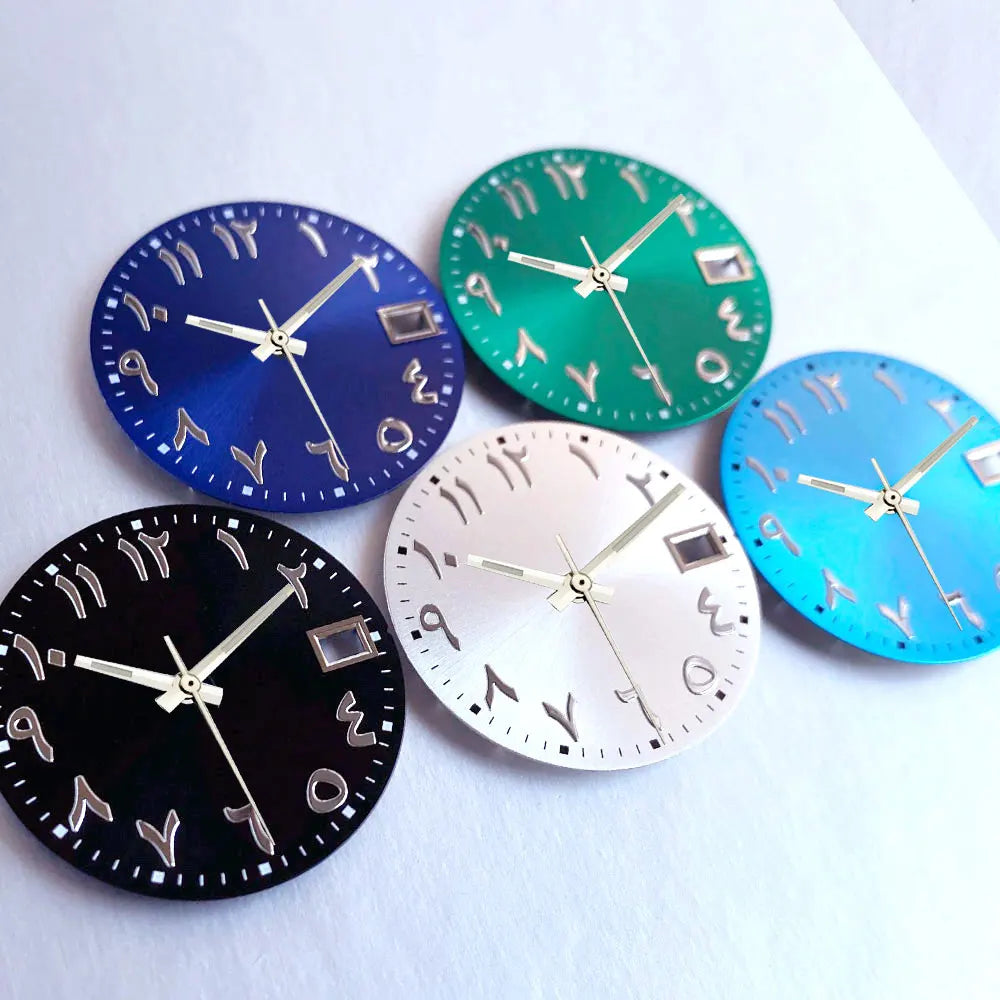 Black Blue Green Sunburst Arabic Numerals Watch Dial 28.5mm for SKX NH35 NH36 Automatic Dive Watch