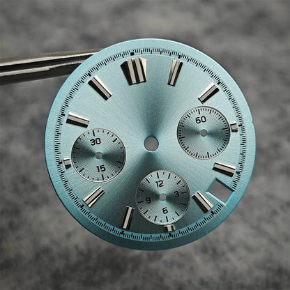 29.5mm Multicolor Watch Dial with Blue Luminous for VK63 Quartz Hand Movement