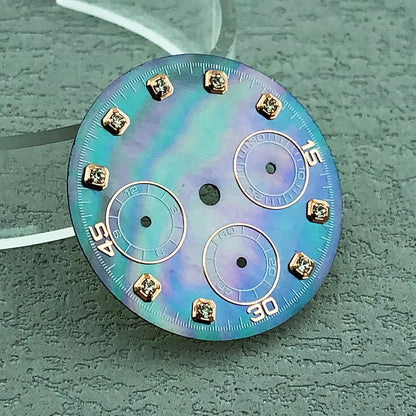 40mm Diamond Bezel Aurora Dial 316l Steel Sapphire Glass Case Suitable For VK63