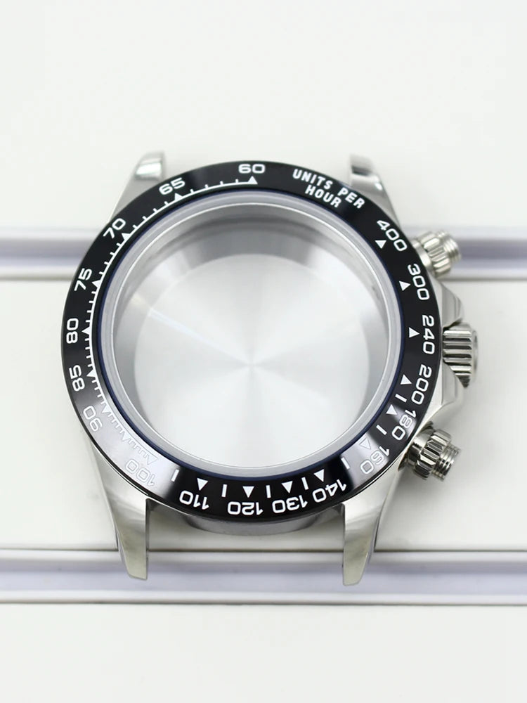 39mm Watch Case Stainless Steel Watch Strap Sapphire Crystal Glass For VK63