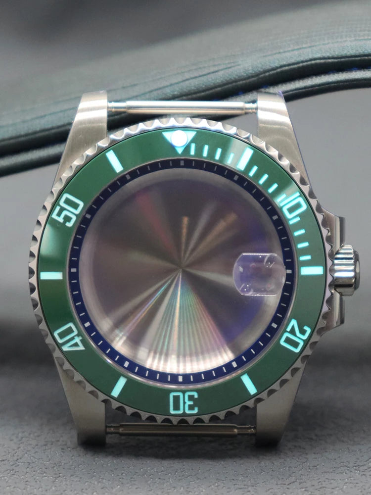 Diver 40mm Watch Case Sapphire For Nh34 Nh35 Nh36 Luminous SUB Ceramic Bezel