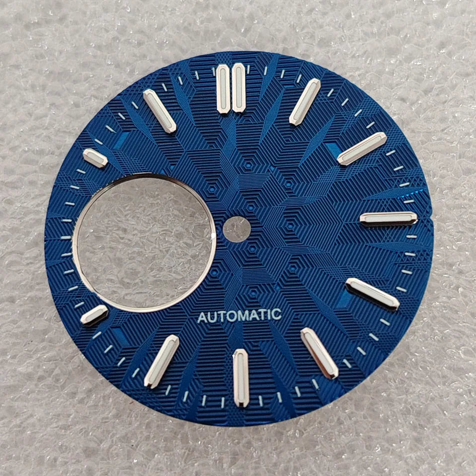28.5mm Watch Dial Geometric Shapes Texture with Green Luminous for NH38 Movement