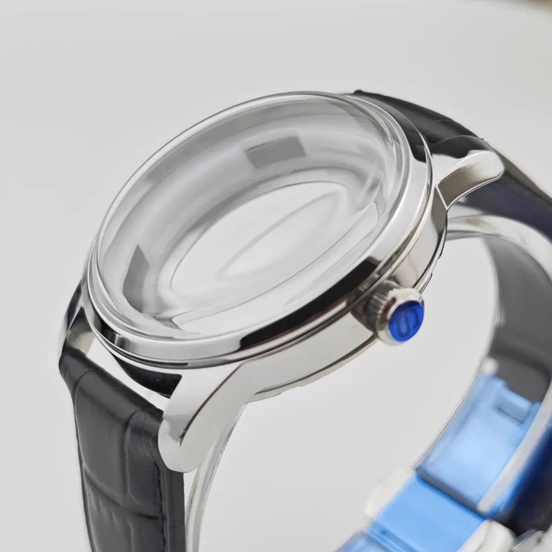 40mm Watch Case & Leather Watch Strap Set Stainless Steel Cocktail Case for NH35
