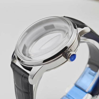 40mm Watch Case & Leather Watch Strap Set Stainless Steel Cocktail Case for NH35