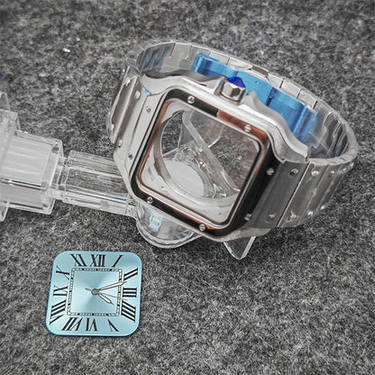 38mm 316L Stainless Steel Square Watch  Case Set for NH36 4R36 Movement