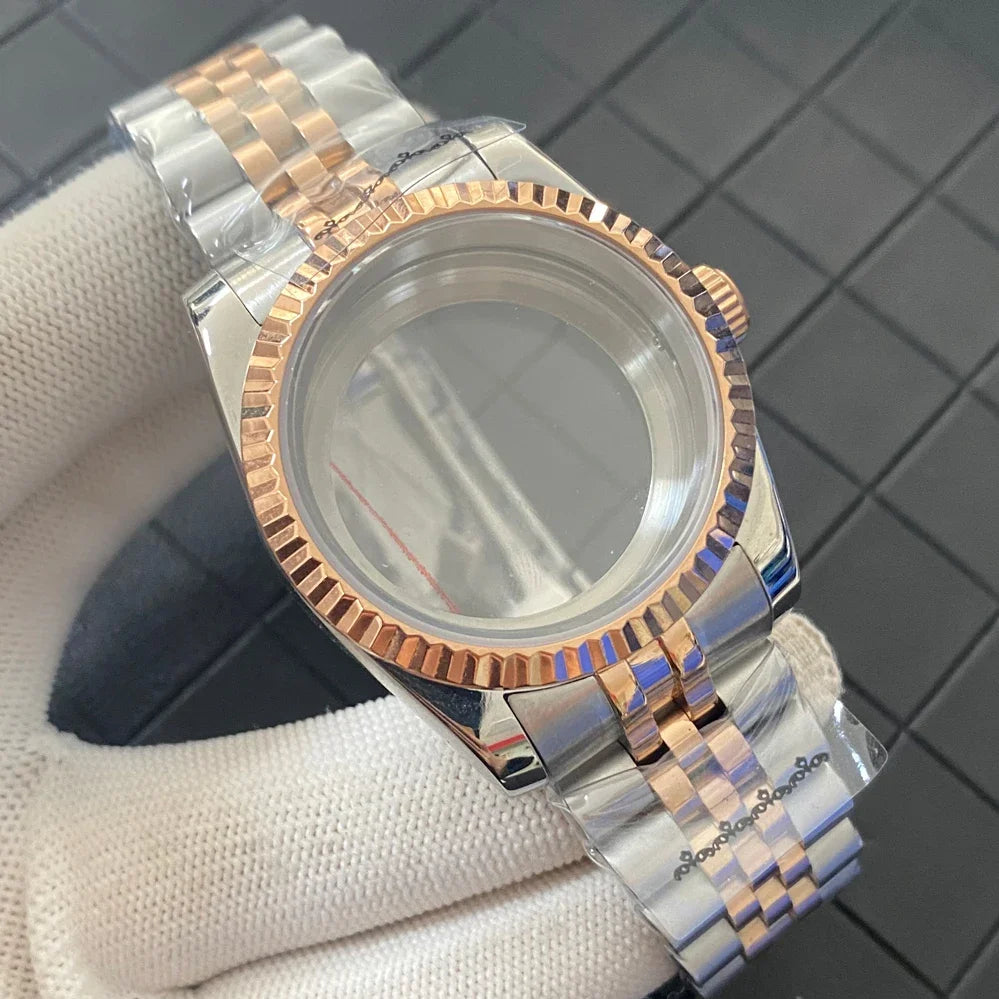 PVD 36mm Rose Gold Watch Case with Sapphire Crystal for NH35/NH36/4R Movement