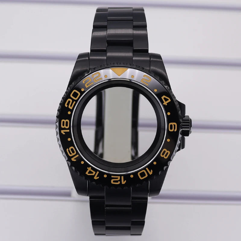40mm PVD Watch Case Strap For NH34/35/36 GMT Eta2824 Miyota8215 Sapphire Crystal