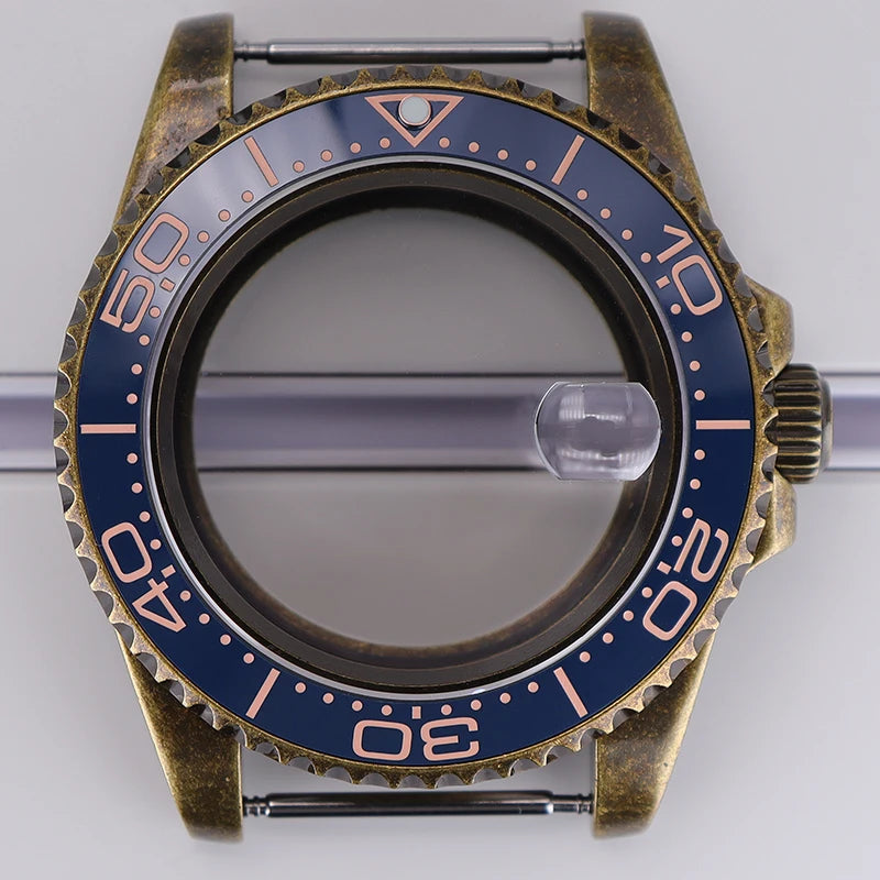 Bronze 40mm Watch Case Ceramic Bezel For SUB NH35/36/34/38/70 Sapphire Glass