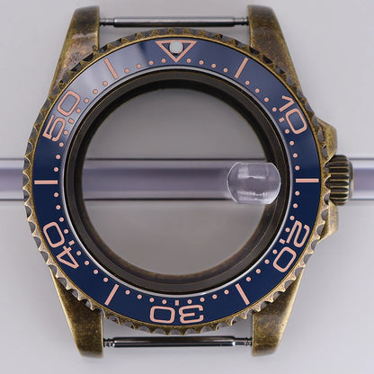 Bronze 40mm Watch Case Ceramic Bezel For SUB NH35/36/34/38/70 Sapphire Glass