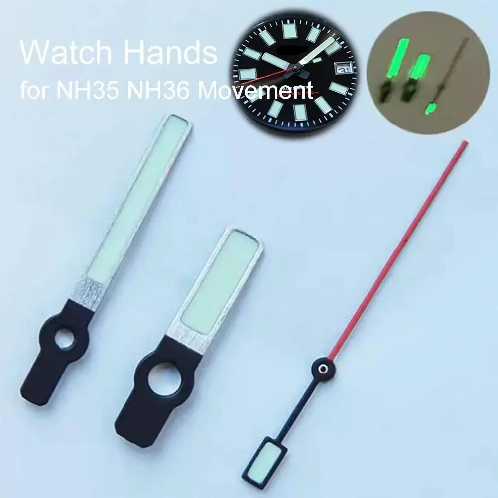 Super Green Luminous Patchwork Color Red Second Hand Watch Hands for NH35 NH36