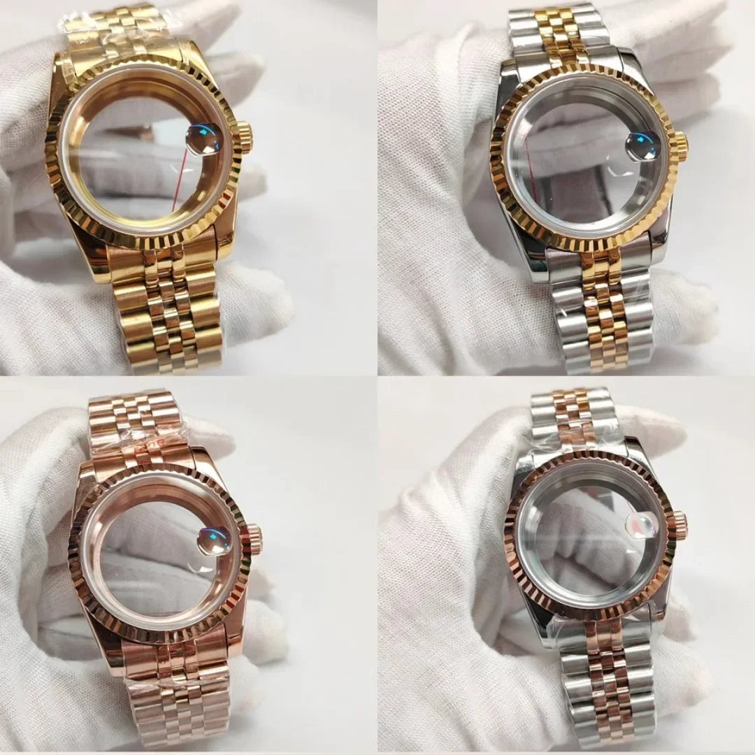 36/39mm Watch Case Transparent Back Cover with Date Window for NH35 NH36